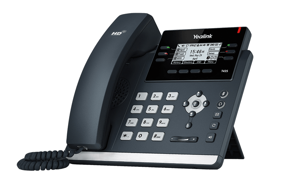 Yealink T42S phone, designed for VoIP.