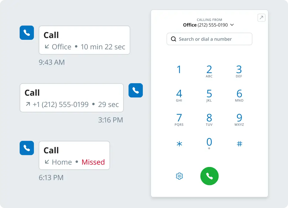 Use the keypad from the UCaaS web app to make and receive calls on your device.