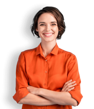 Woman with crossed arms, smiling at the thought of Cloud PBX features.