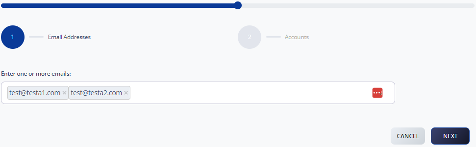 Invite user email entry