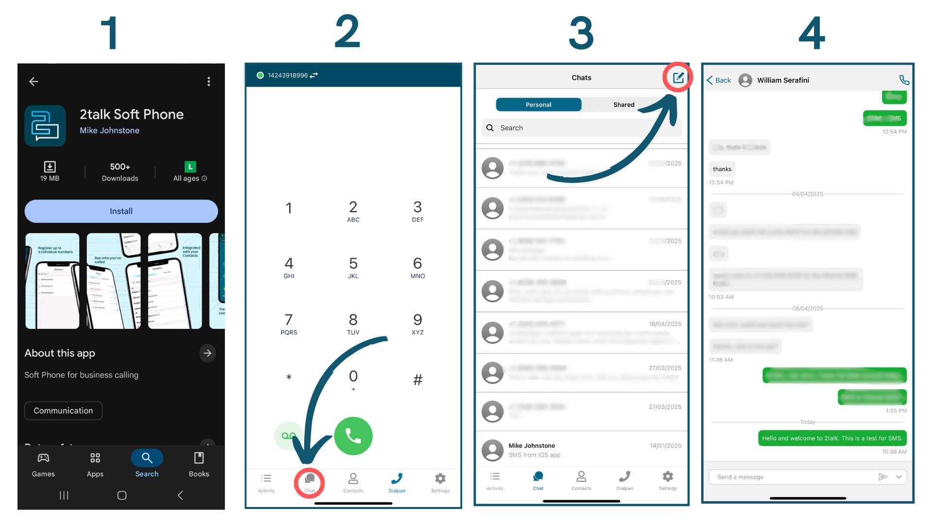 SMS in the Android app